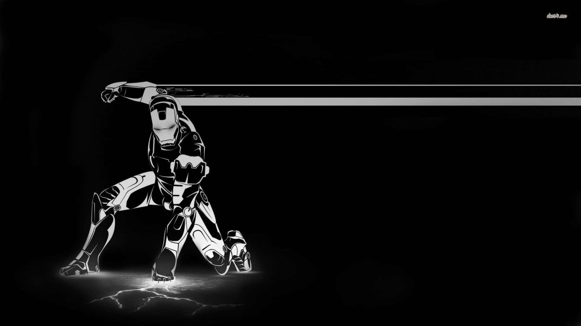 Iron Man, white silhouette, repulsor blast, Full HD Desktop Wallpaper