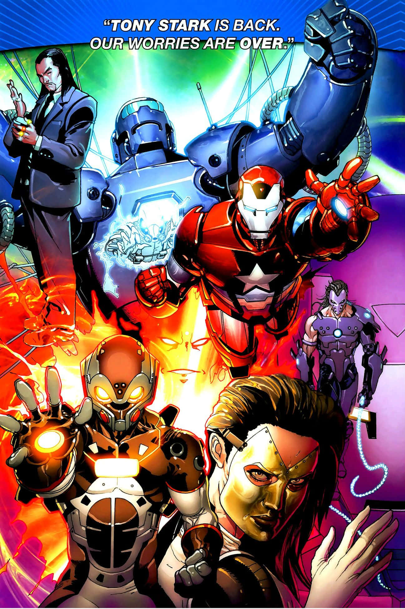 Iron Man, villains, comic book panel, Full HD Phone Wallpaper