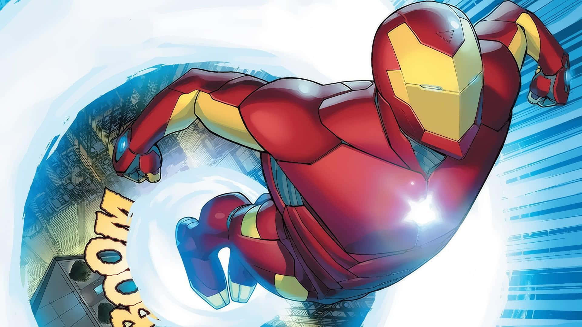 Iron Man, comics hero, cityscape, Full HD Desktop Wallpaper