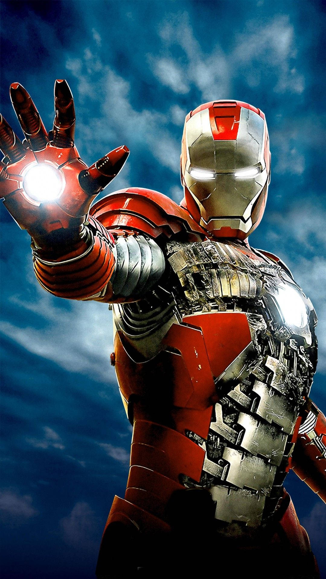 Iron Man, repulsor, stormy sky, Full HD Phone Wallpaper