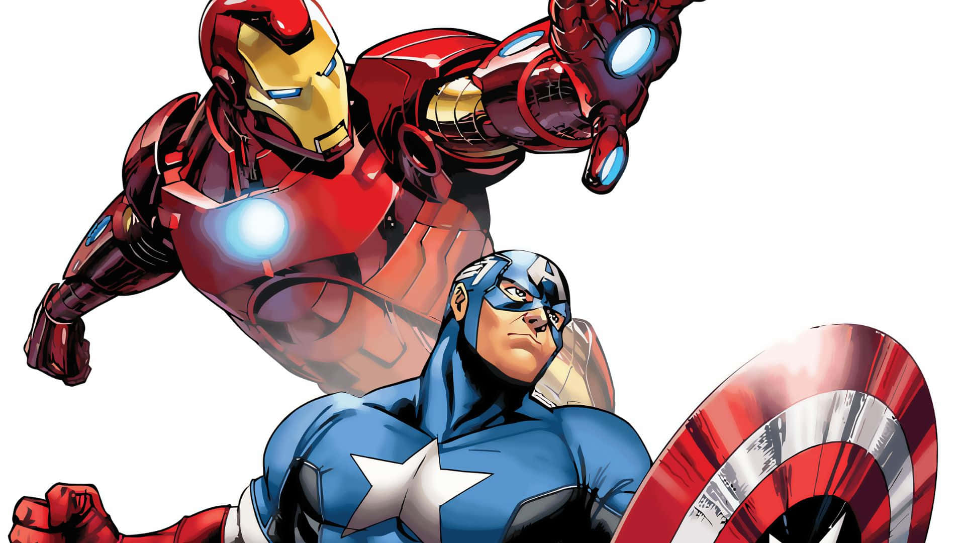 Iron Man, Captain America, comic book art style, Full HD Desktop Wallpaper