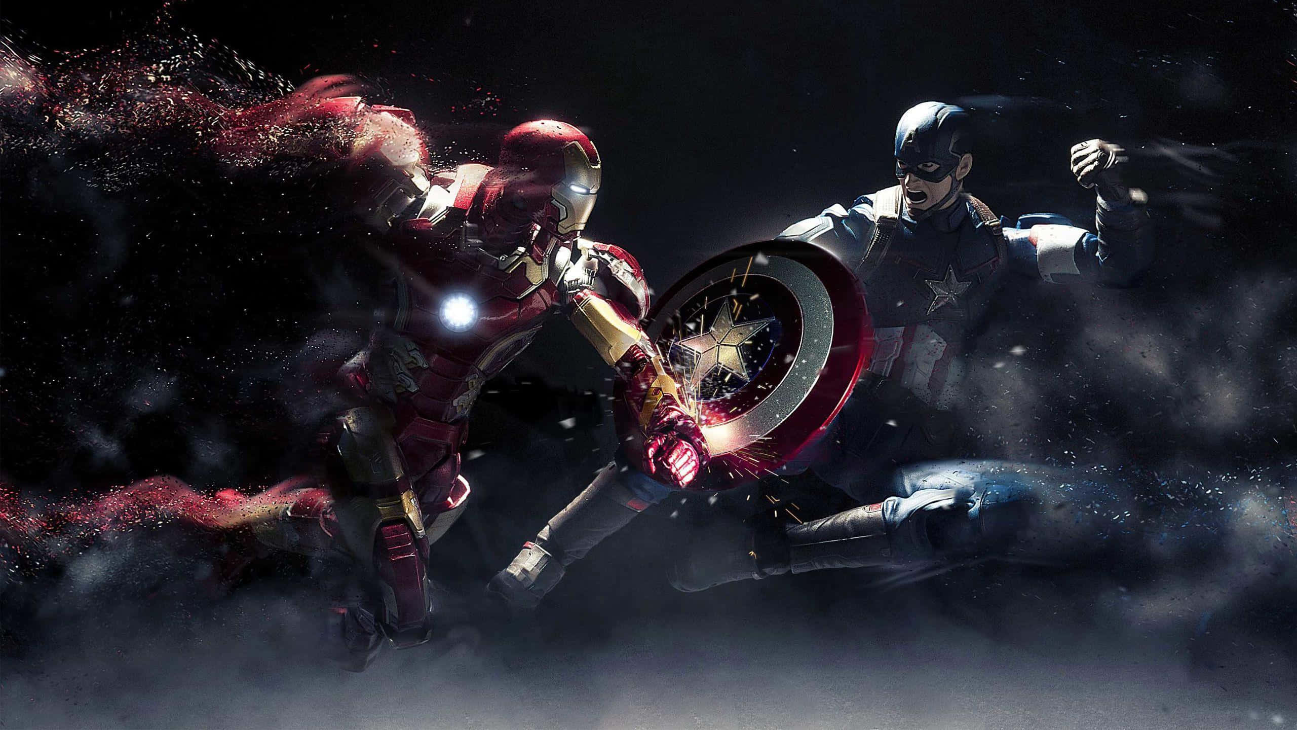 Iron Man, Captain America, dark smoke, 2K Desktop Wallpaper