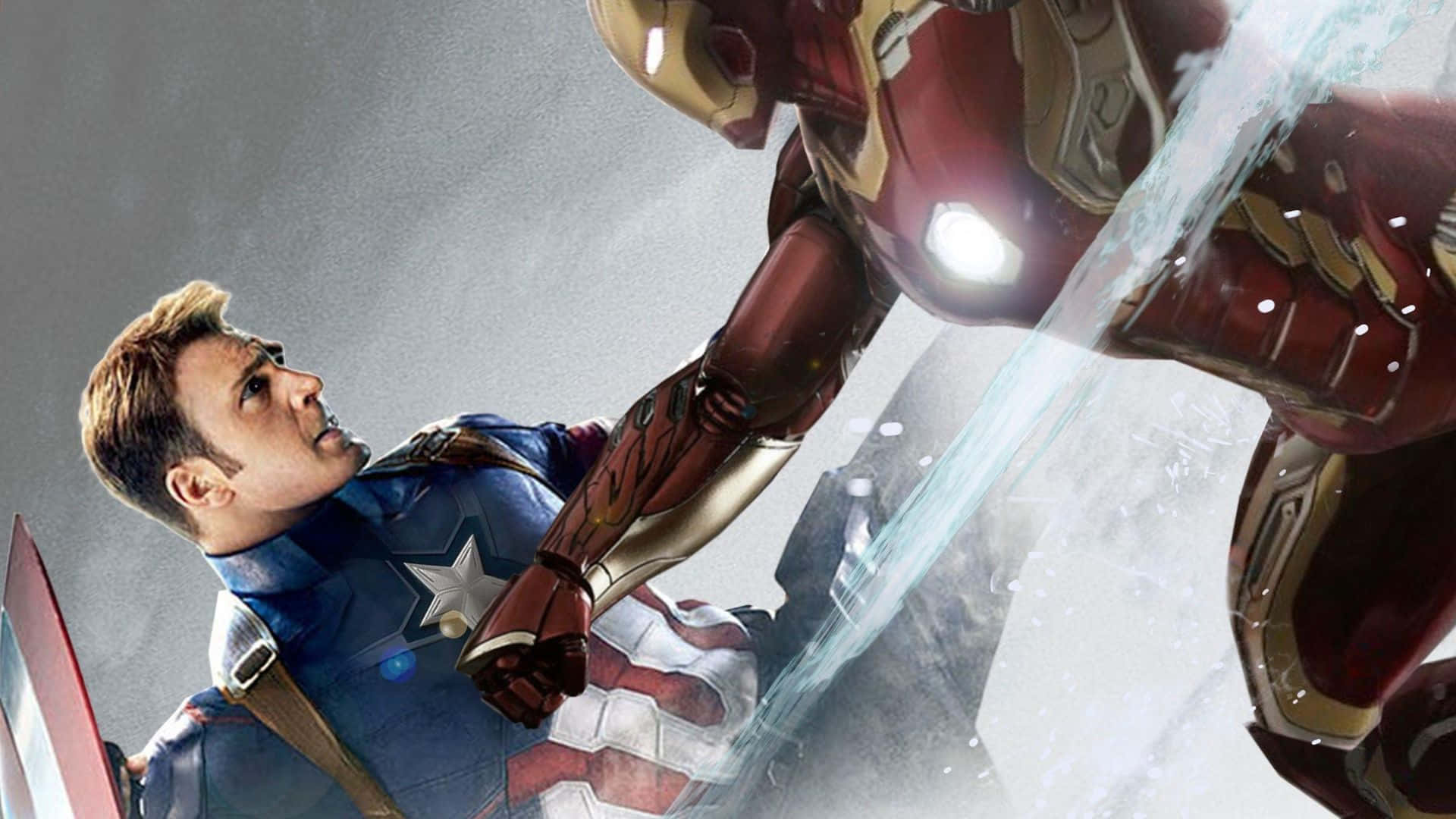 Iron Man, Captain America, mid-air battle, Full HD Desktop Wallpaper