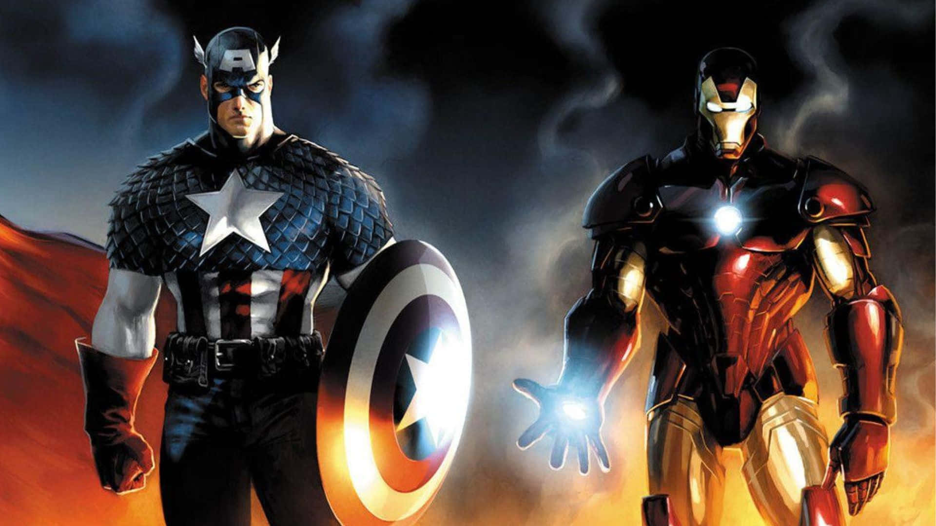 Iron Man, Captain America, stormy sky, Full HD Desktop Wallpaper