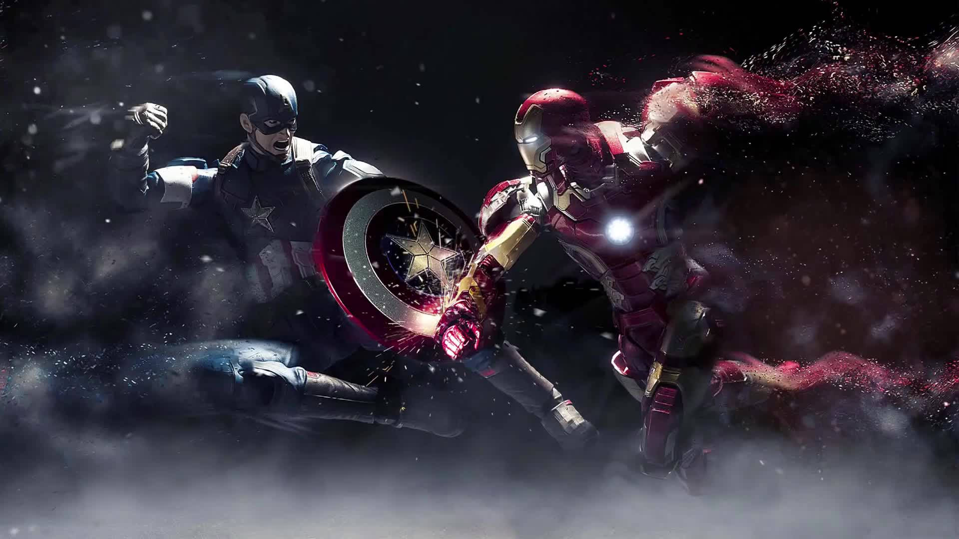 Captain America, Iron Man, sparks, Full HD Desktop Wallpaper