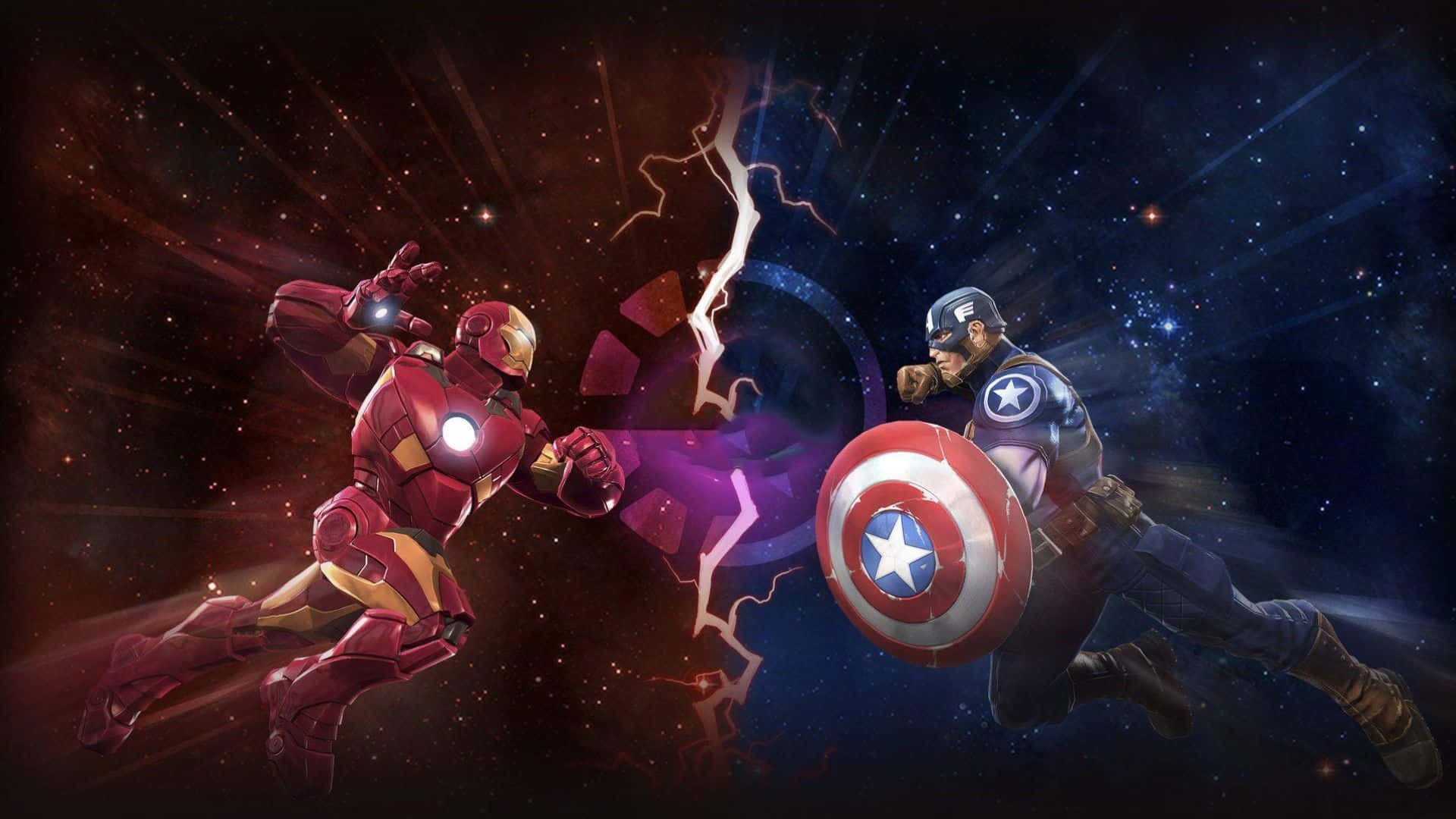 Iron Man, Captain America, cosmic battle, Full HD Desktop Wallpaper