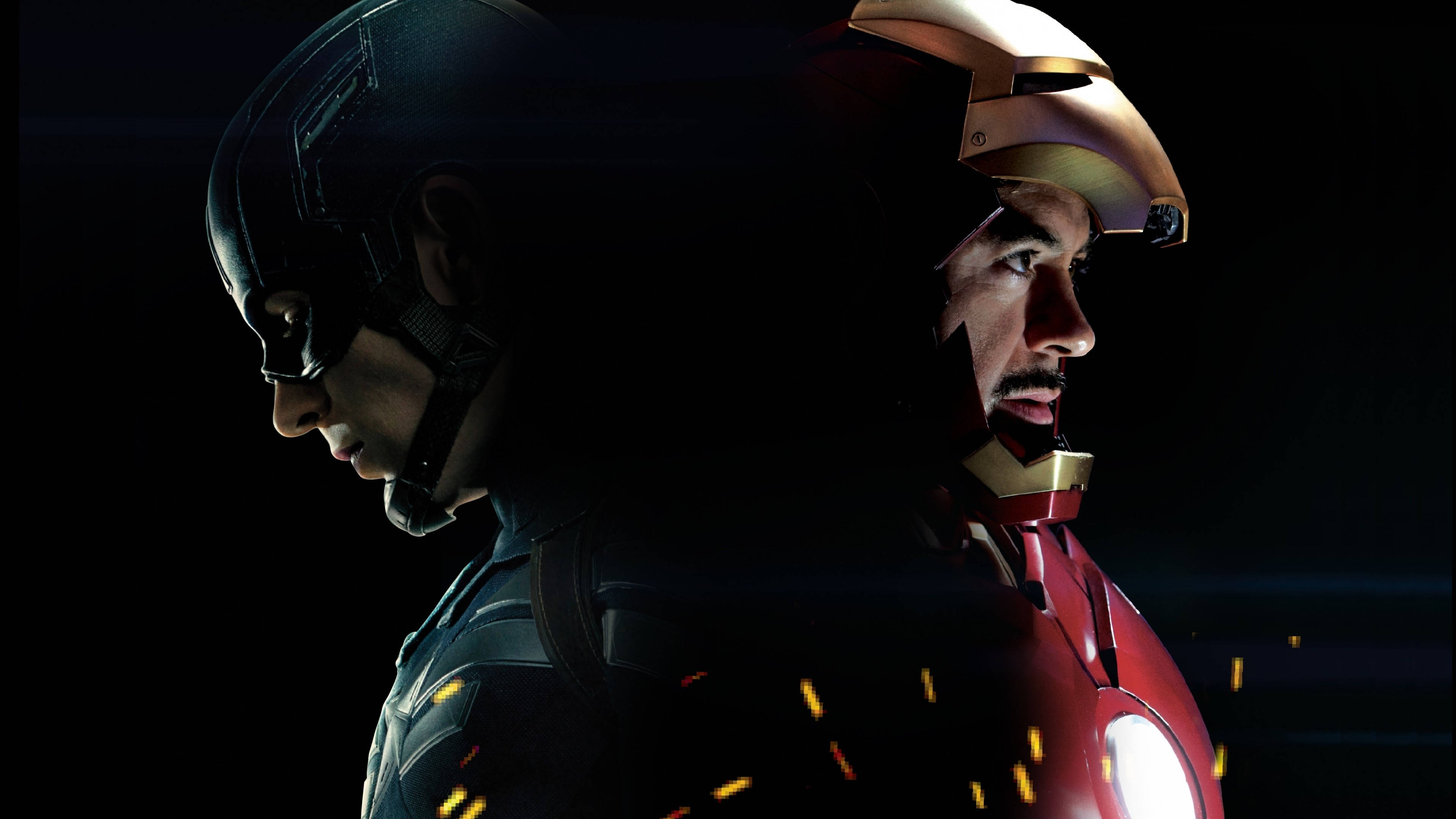 Captain America, Iron Man, sparks, 4K Desktop Wallpaper