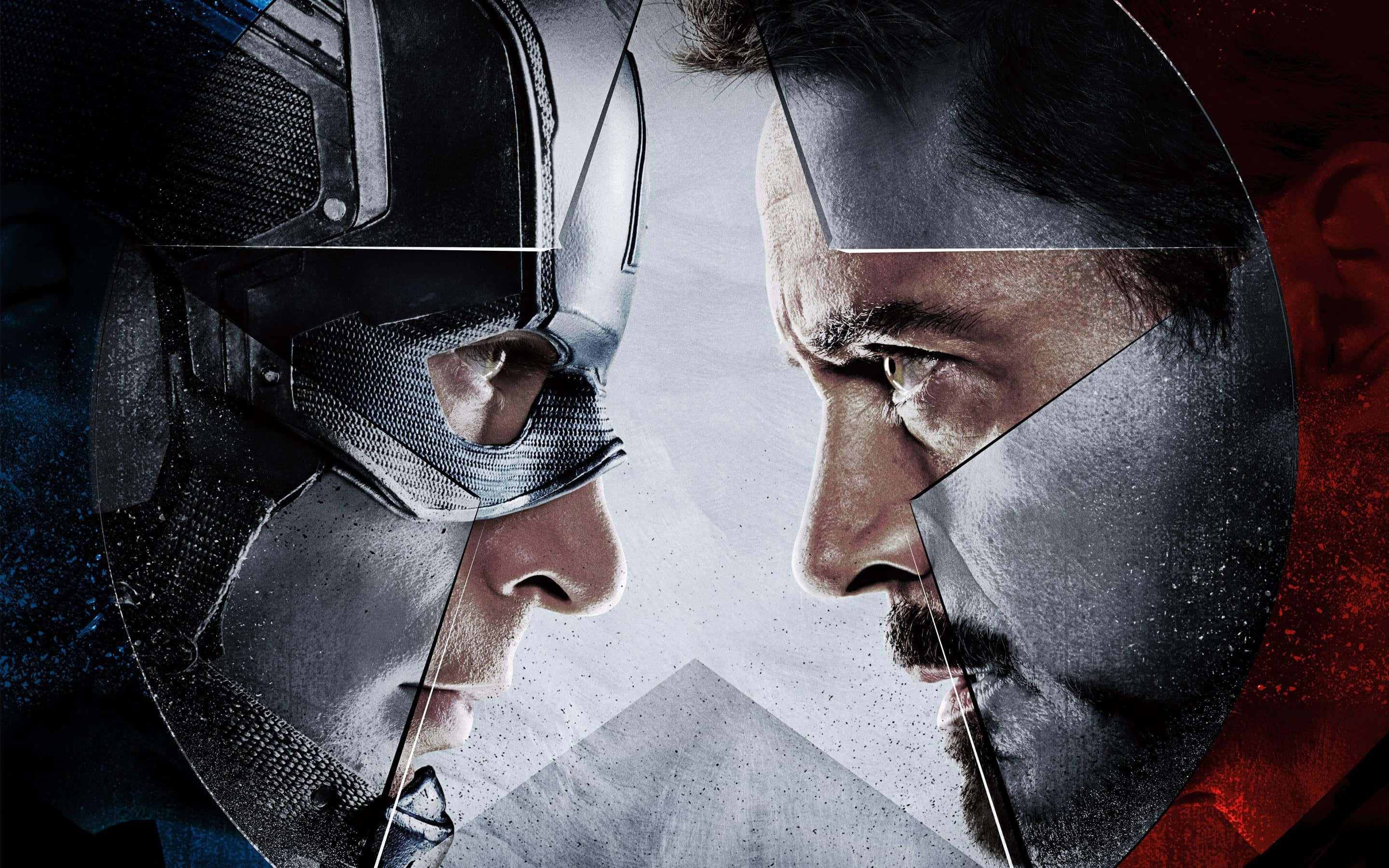 Iron Man, Captain America, shattered shield fragments, 2K Desktop Wallpaper