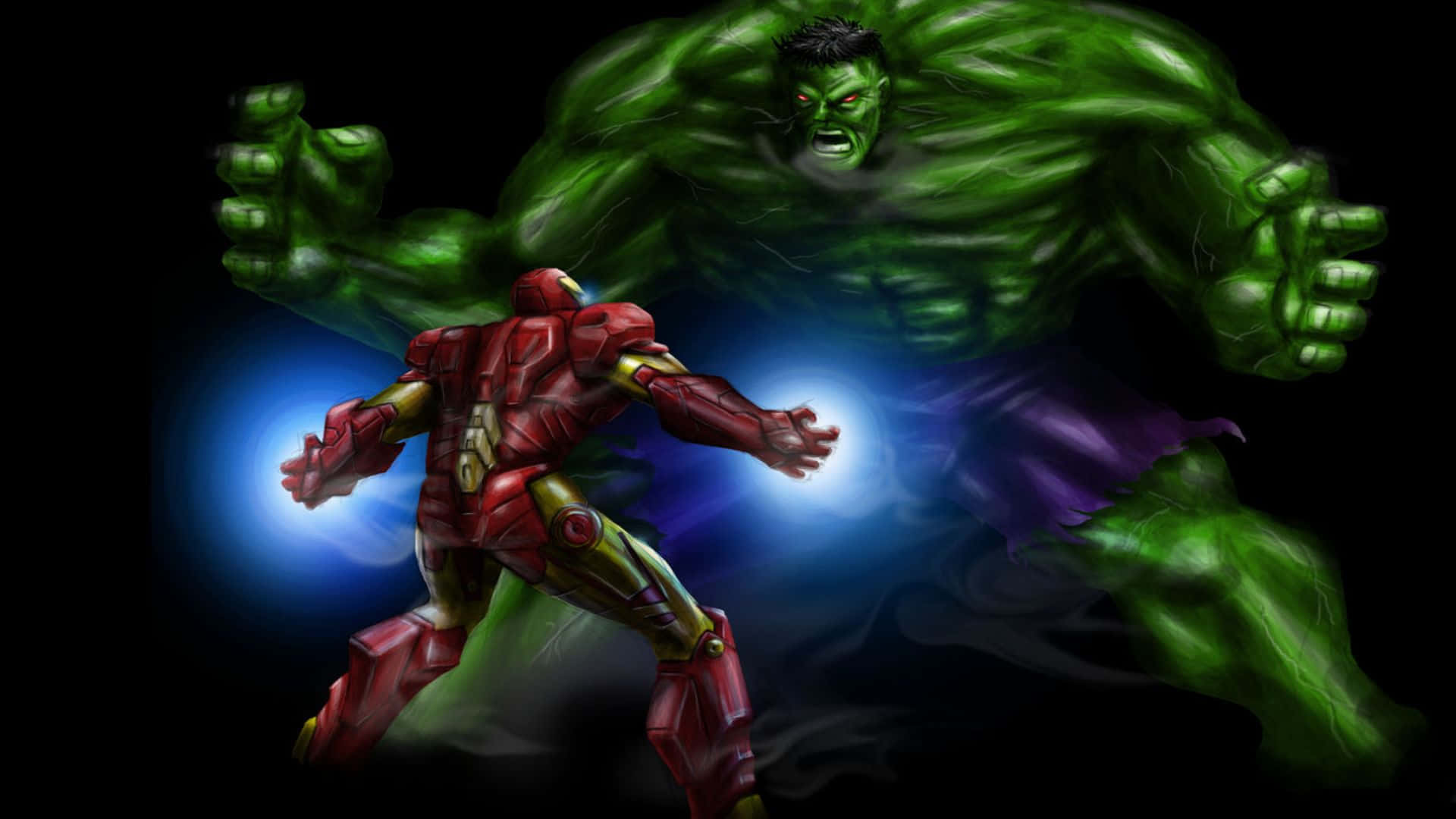 Iron Man, Hulk, red and gold armor, Full HD Desktop Wallpaper