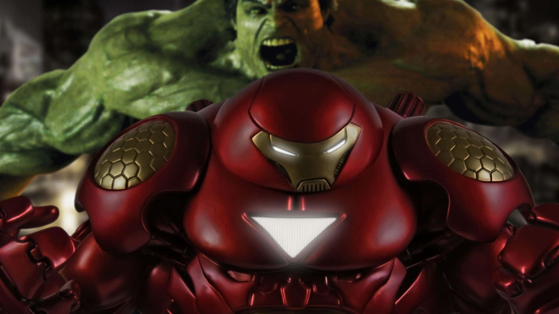 Iron Man, Hulk, red and gold armor, Full HD Desktop Wallpaper