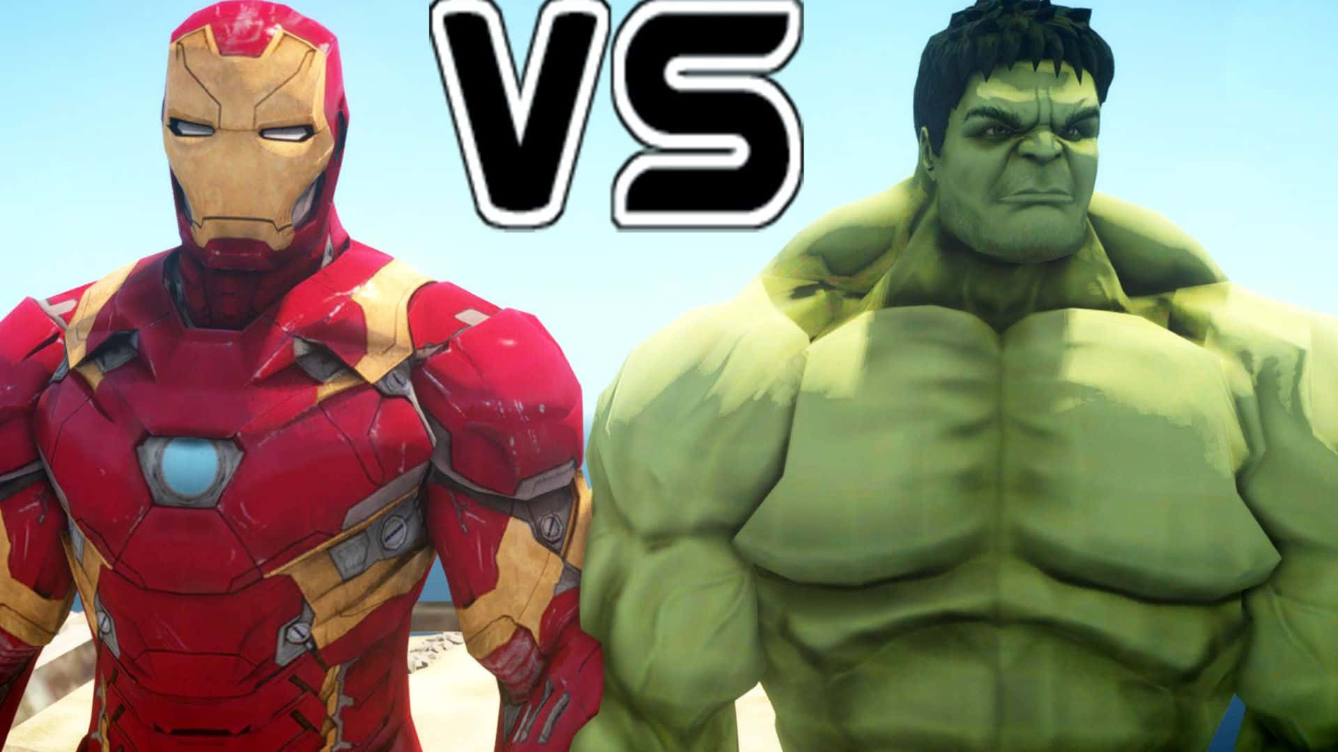 Iron Man, Hulk, versus battle scene, Full HD Desktop Wallpaper