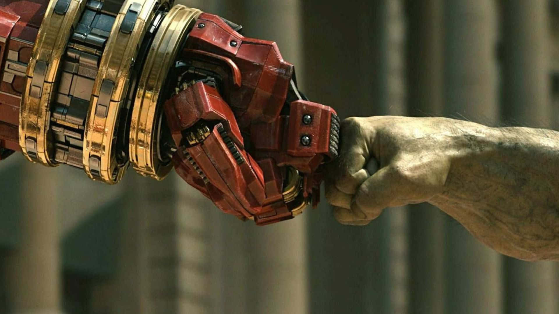 Iron Man, Hulk, red and gold armored robotic hand, Full HD Desktop Wallpaper