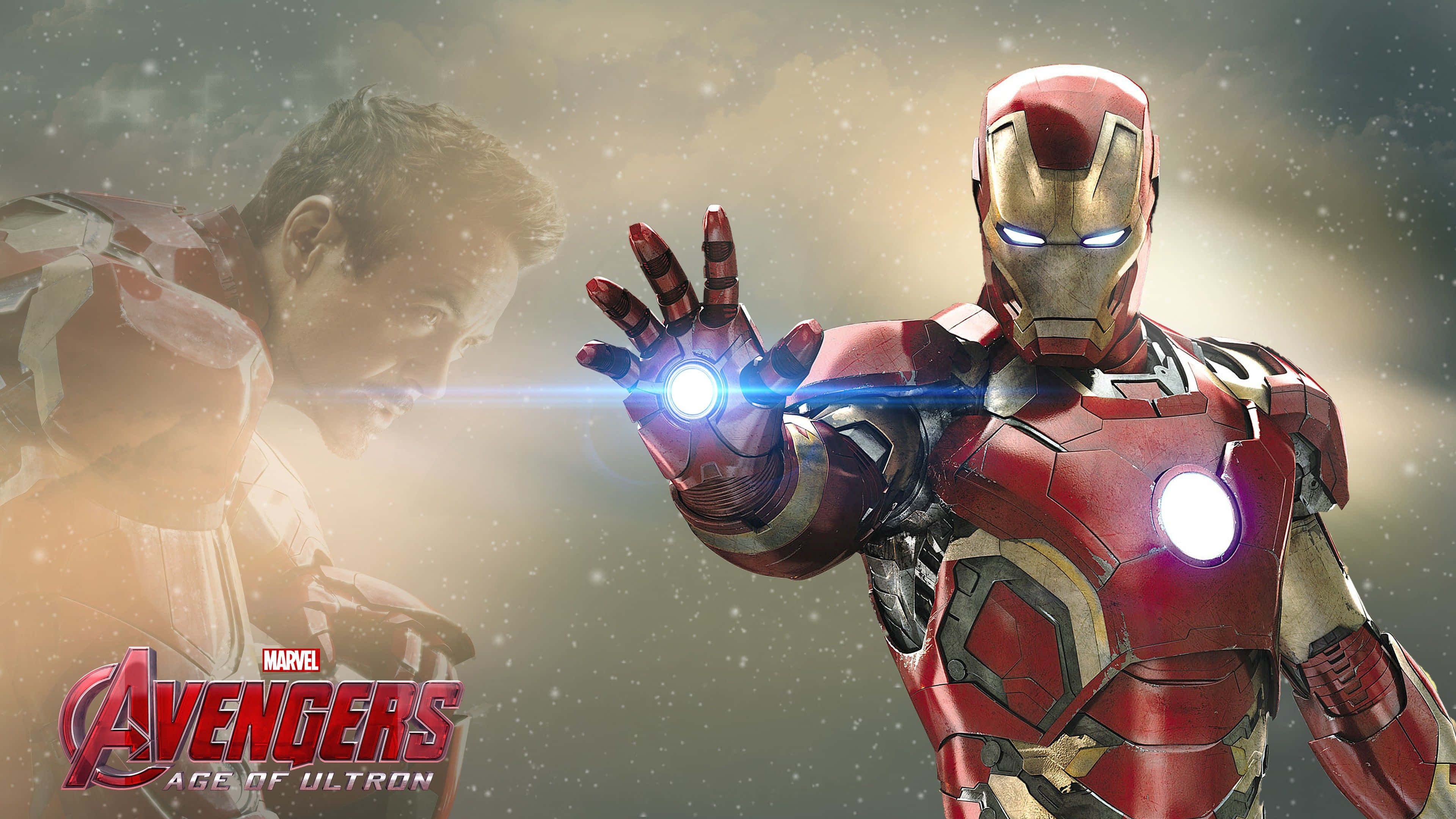 Iron Man, red gold armor, repulsor hand, 4K Desktop Wallpaper