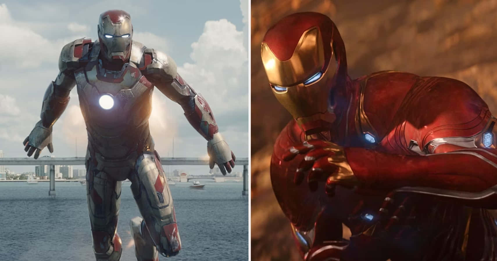 Iron Man, glowing armor, water, HD Desktop Wallpaper
