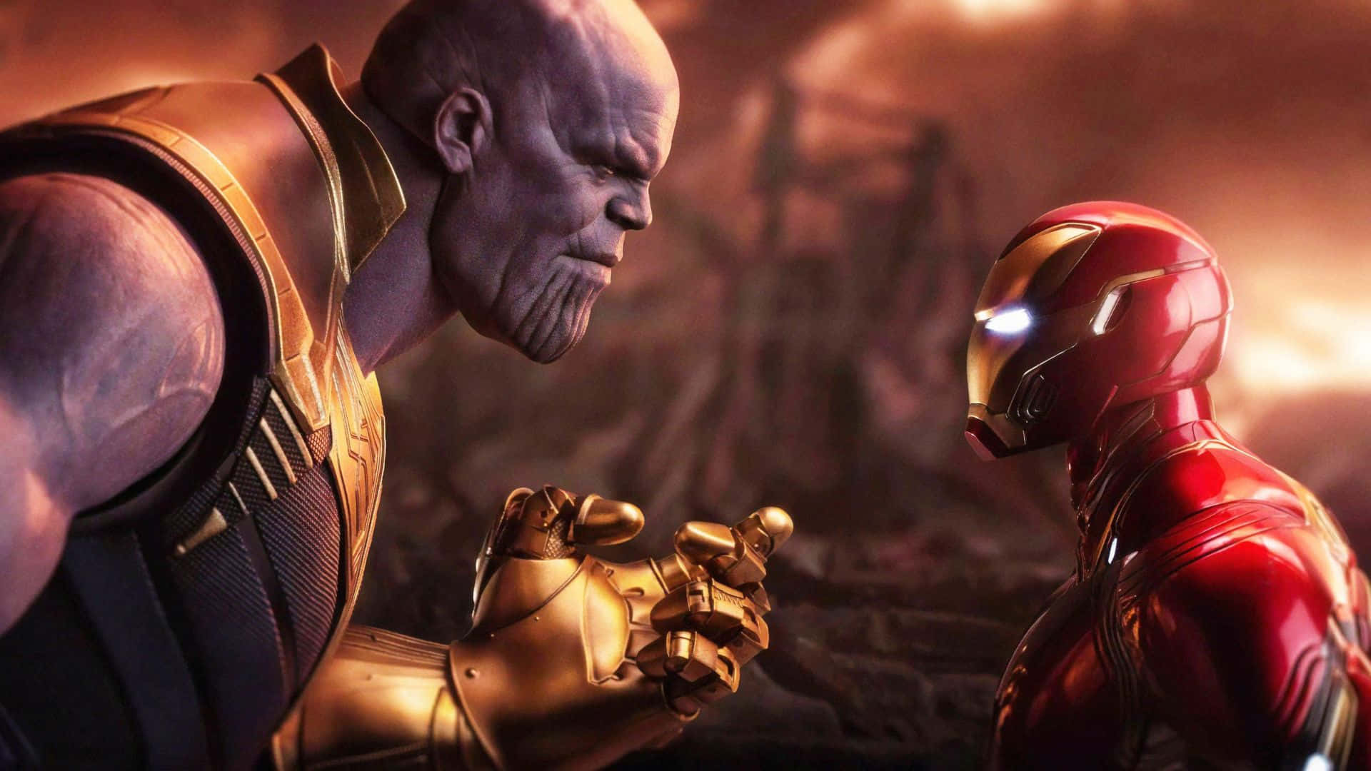 Iron Man, Thanos, golden armor, Full HD Desktop Wallpaper