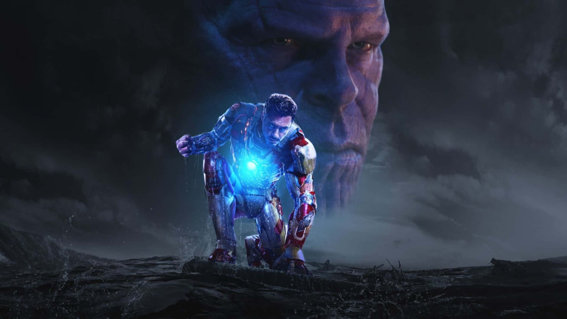 Iron Man, Thanos, desolate battlefield, Full HD Desktop Wallpaper