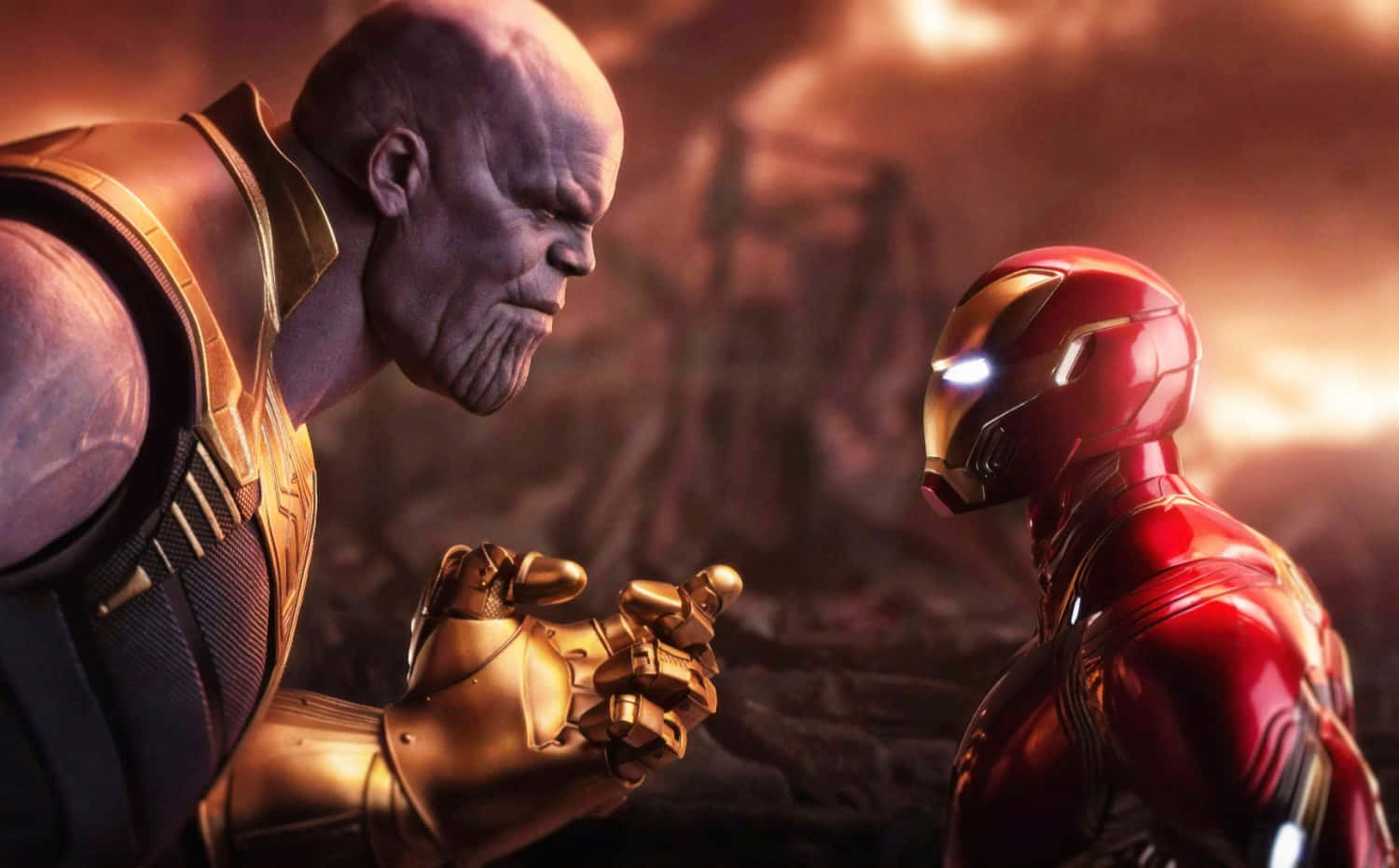 Iron Man, Thanos, golden armor, HD Desktop Wallpaper