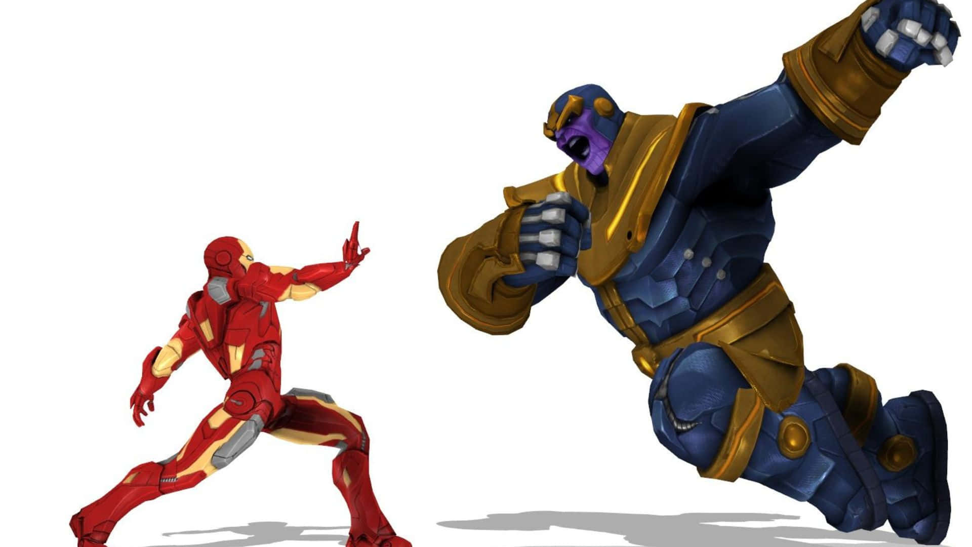 Iron Man, Thanos, dynamic combat poses, Full HD Desktop Wallpaper