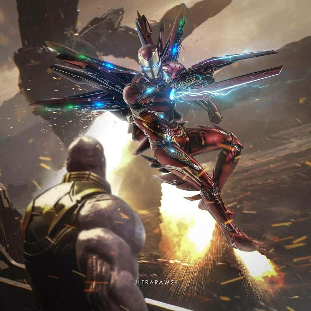 Iron Man, Thanos, futuristic red armor, SD Desktop Wallpaper