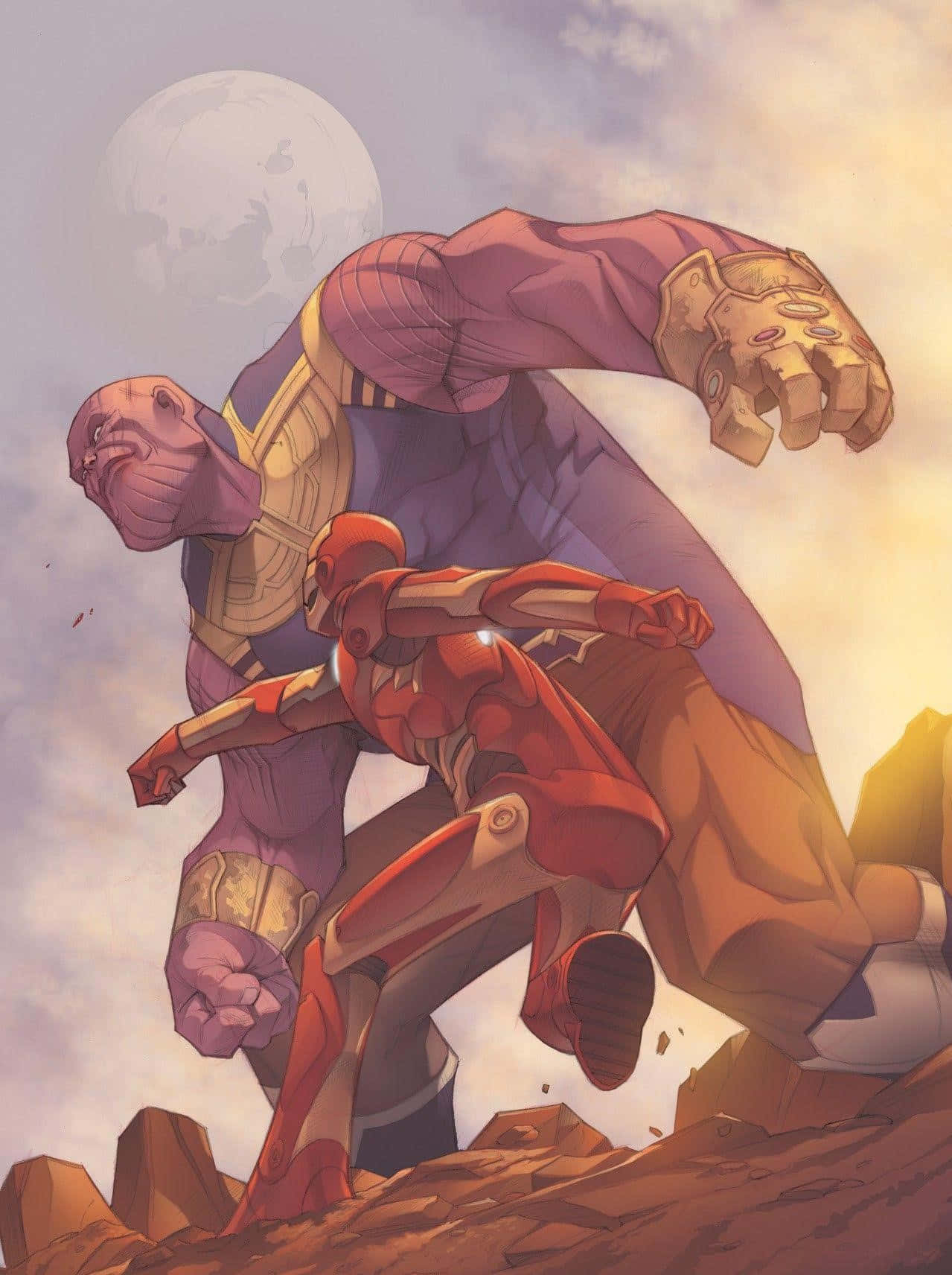 Iron Man, Thanos, red armor, HD Phone Wallpaper
