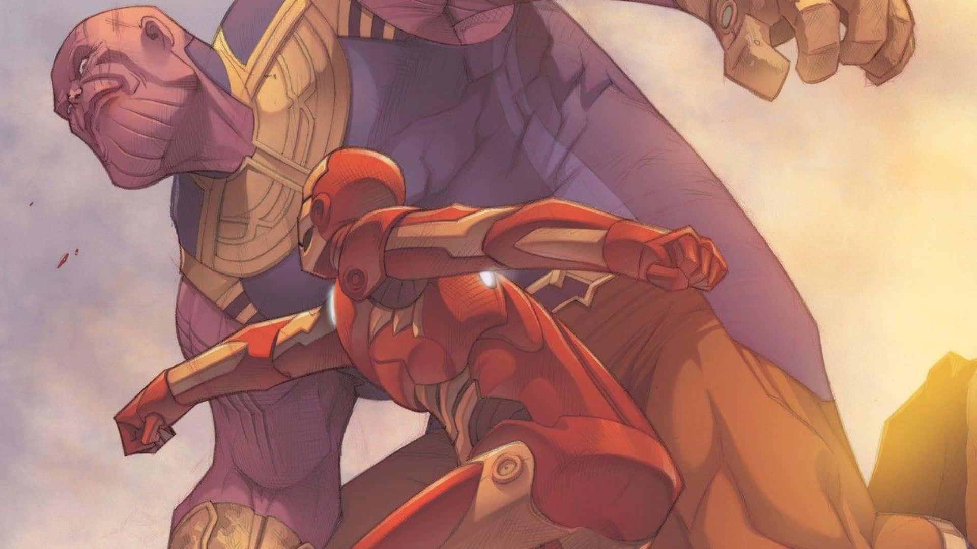 Iron Man, Thanos, red armor, Full HD Desktop Wallpaper