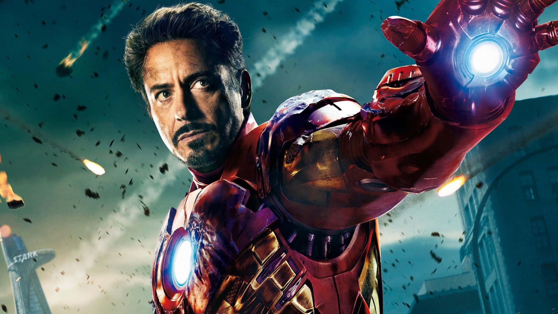 Iron Man suit, red gold, repulsor blast, Full HD Desktop Wallpaper