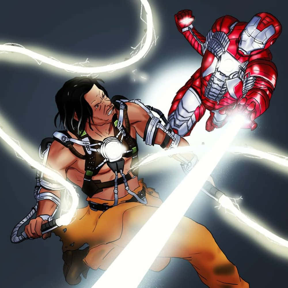 Iron Man, Whiplash, red and silver armored superhero, SD Desktop Wallpaper