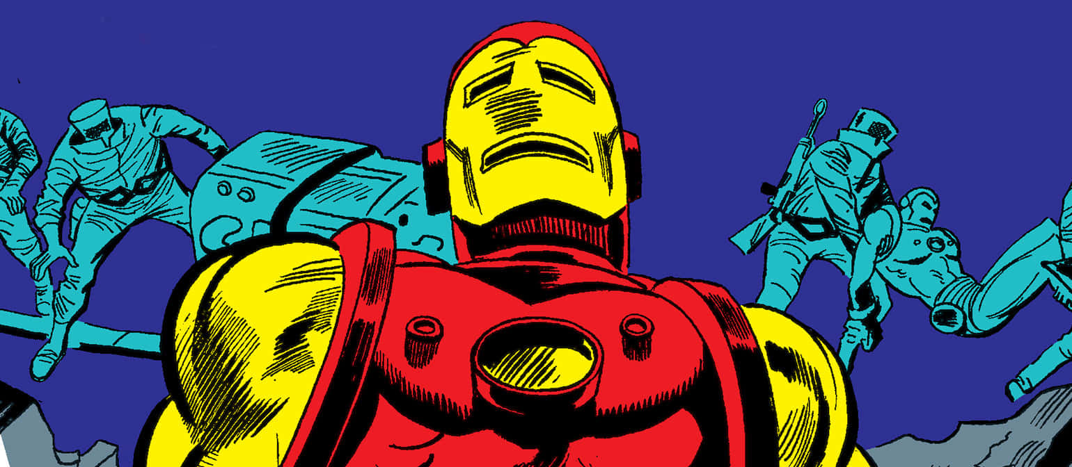 Iron Man, red and gold armor, deep blue background, HD Desktop Wallpaper