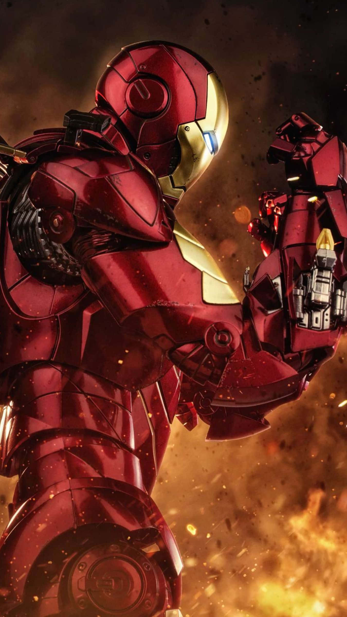 Iron Man, red and gold armor, High-tech Launcher, Full HD Phone Wallpaper