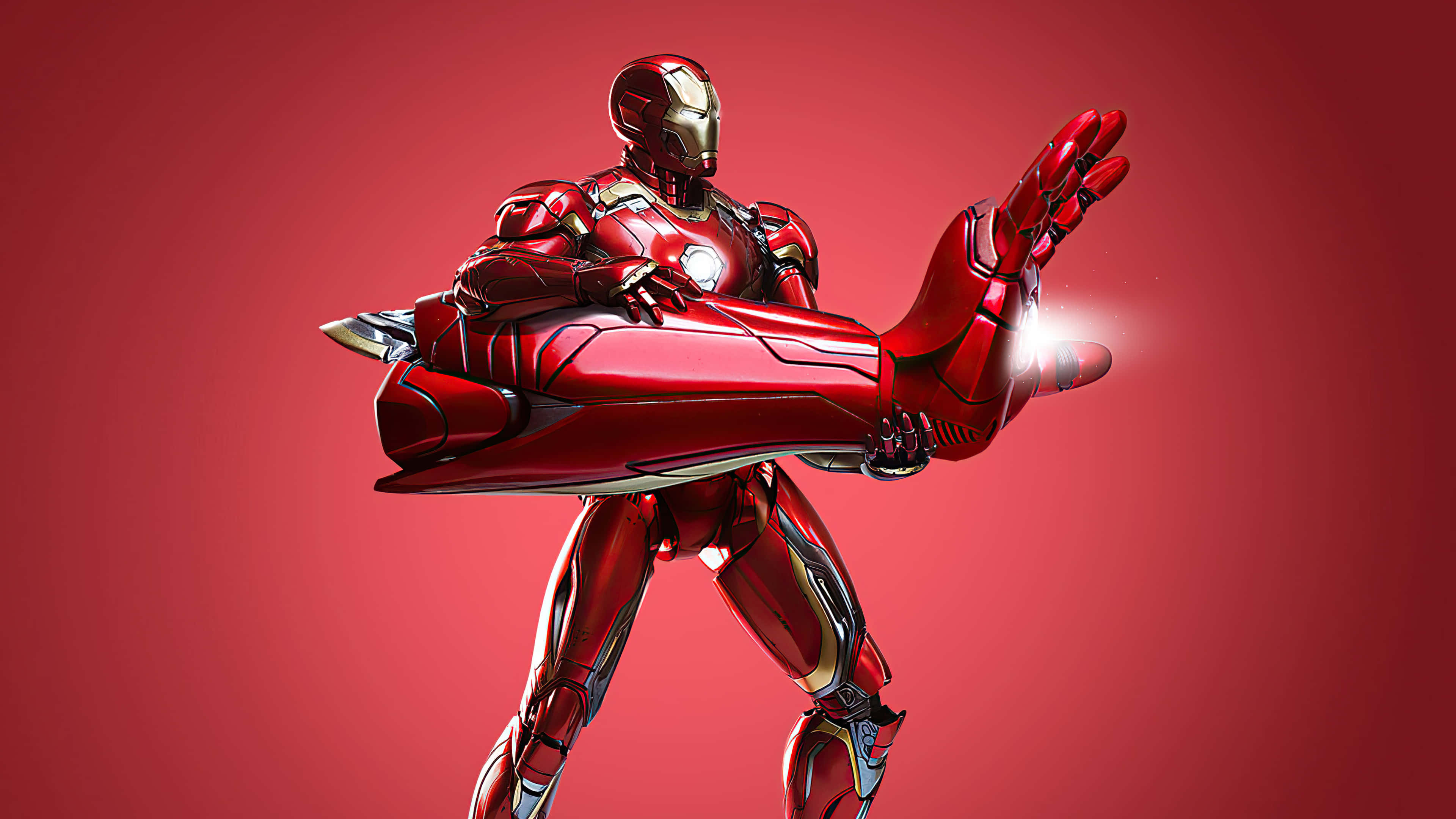 Iron Man, repulsor blast, red and gold armor, 4K Desktop Wallpaper