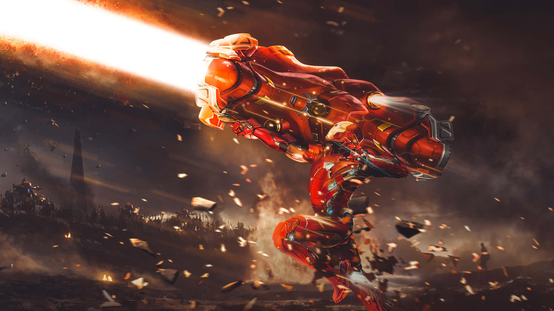 Iron Man, repulsor beam, red armored warrior, Full HD Desktop Wallpaper
