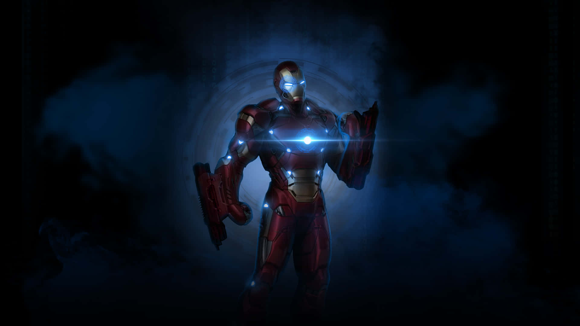 Iron Man, repulsor beam, red and gold armor, Full HD Desktop Wallpaper
