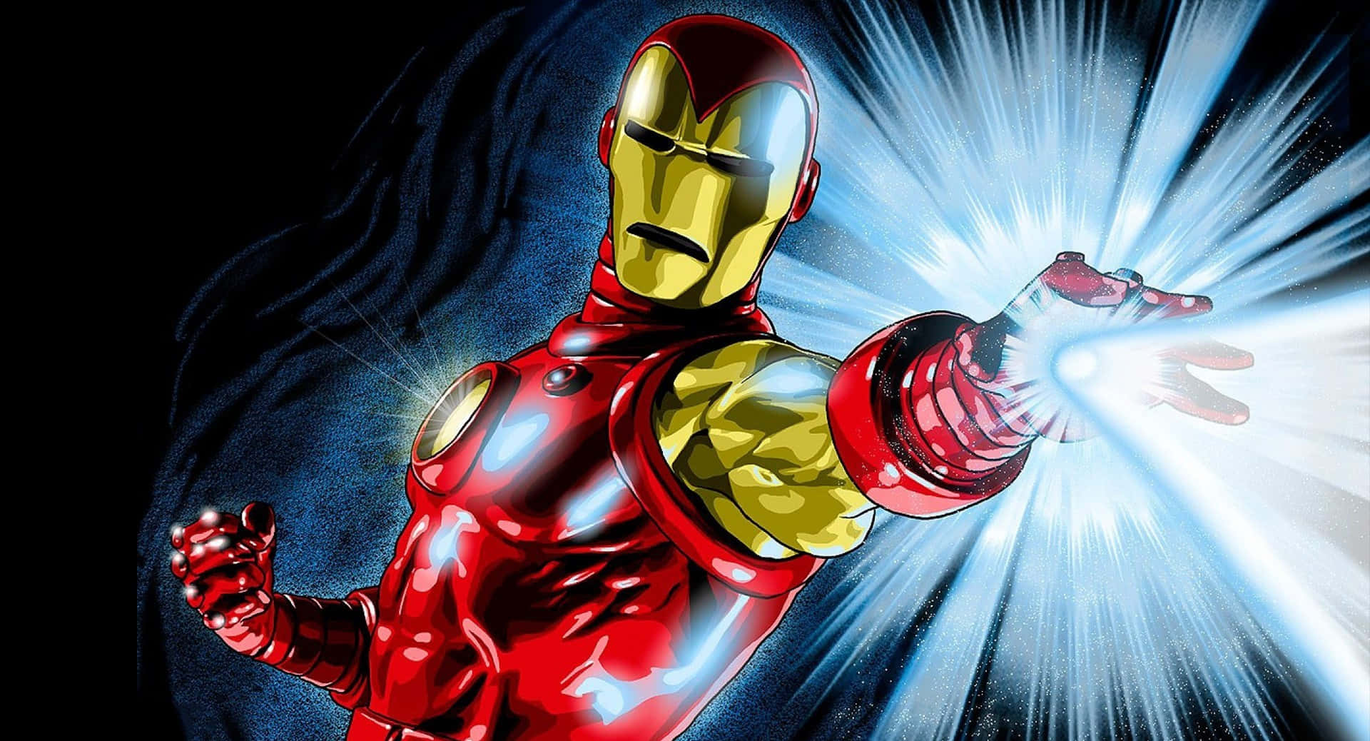 Iron Man, red and gold armor, bright blue repulsor blast, Full HD Desktop Wallpaper
