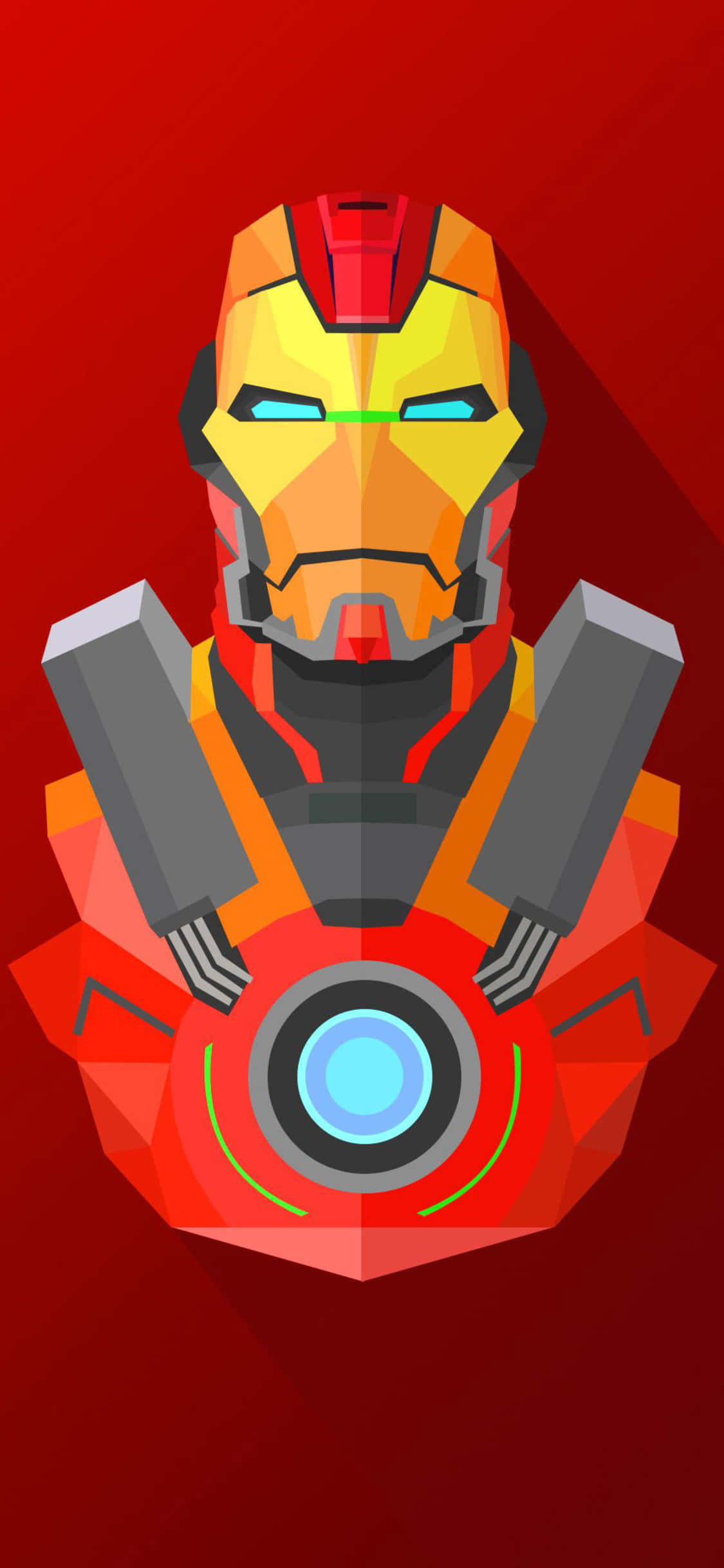 Iron Man, low-poly, glowing blue eyes, Full HD Phone Wallpaper