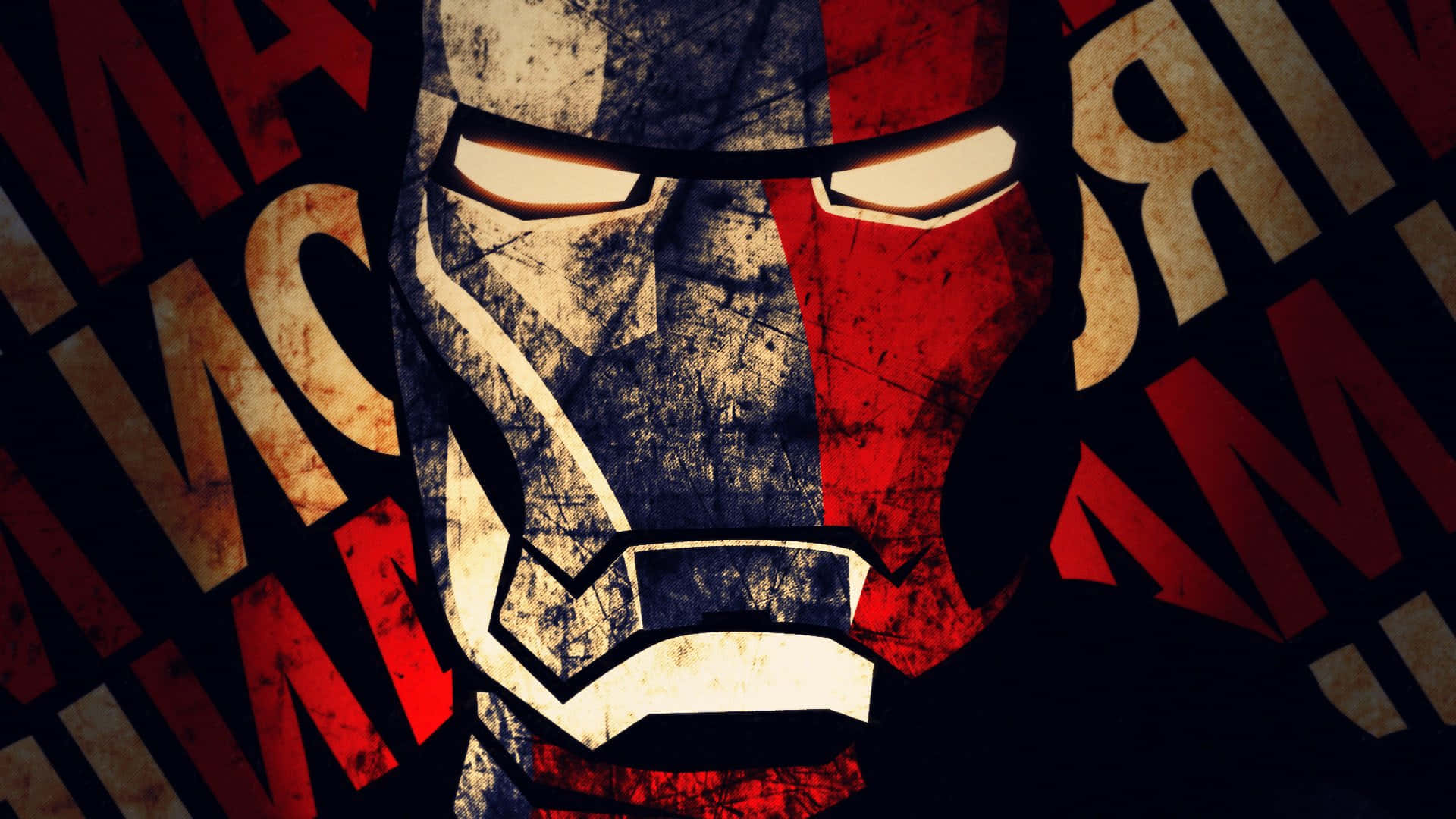 Iron Man, red and blue tones, gritty stylized Iron Man mask, Full HD Desktop Wallpaper