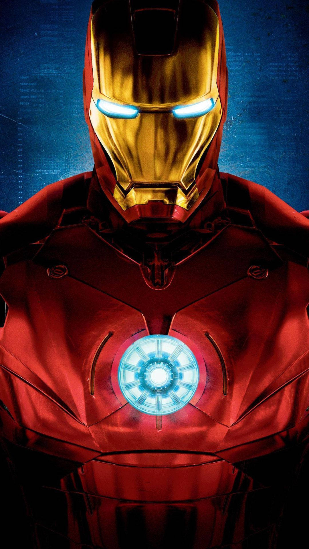 Iron Man, Red Armor, glowing red and gold armor, Full HD Phone Wallpaper