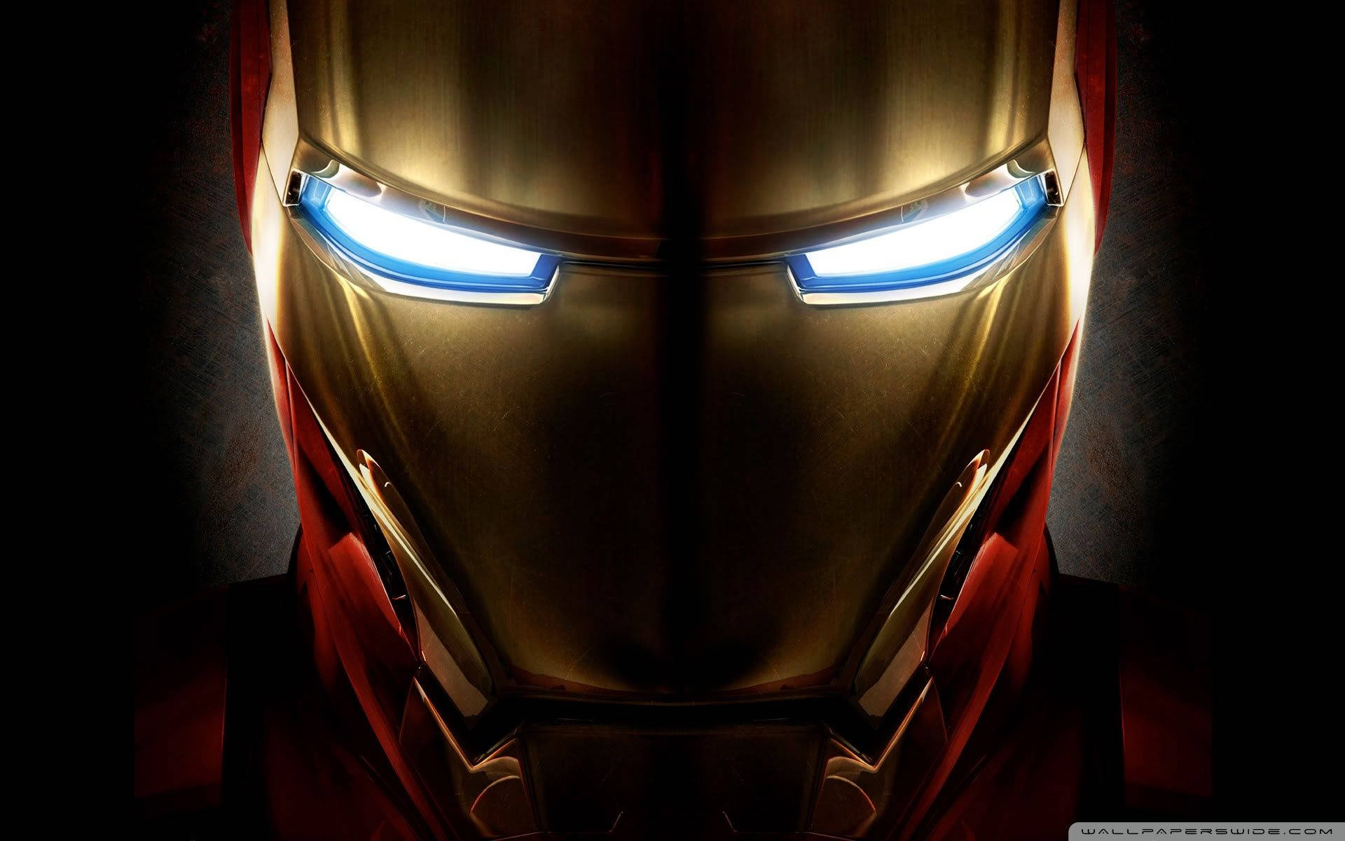 Iron Man, helmet, glowing blue eyes, Full HD Desktop Wallpaper