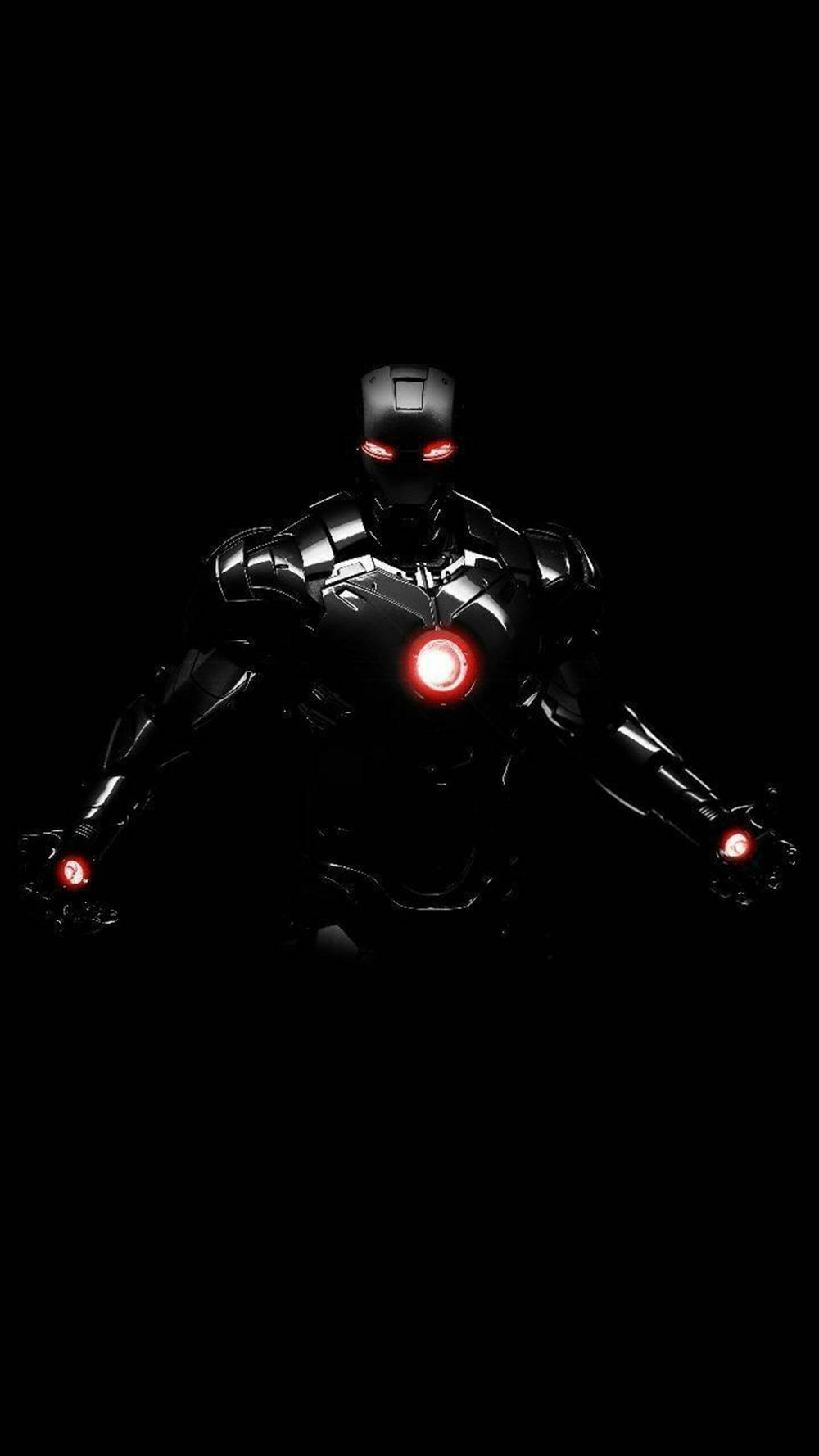 Dark Iron Man, black armored suit, glowing red eyes, HD Phone Wallpaper