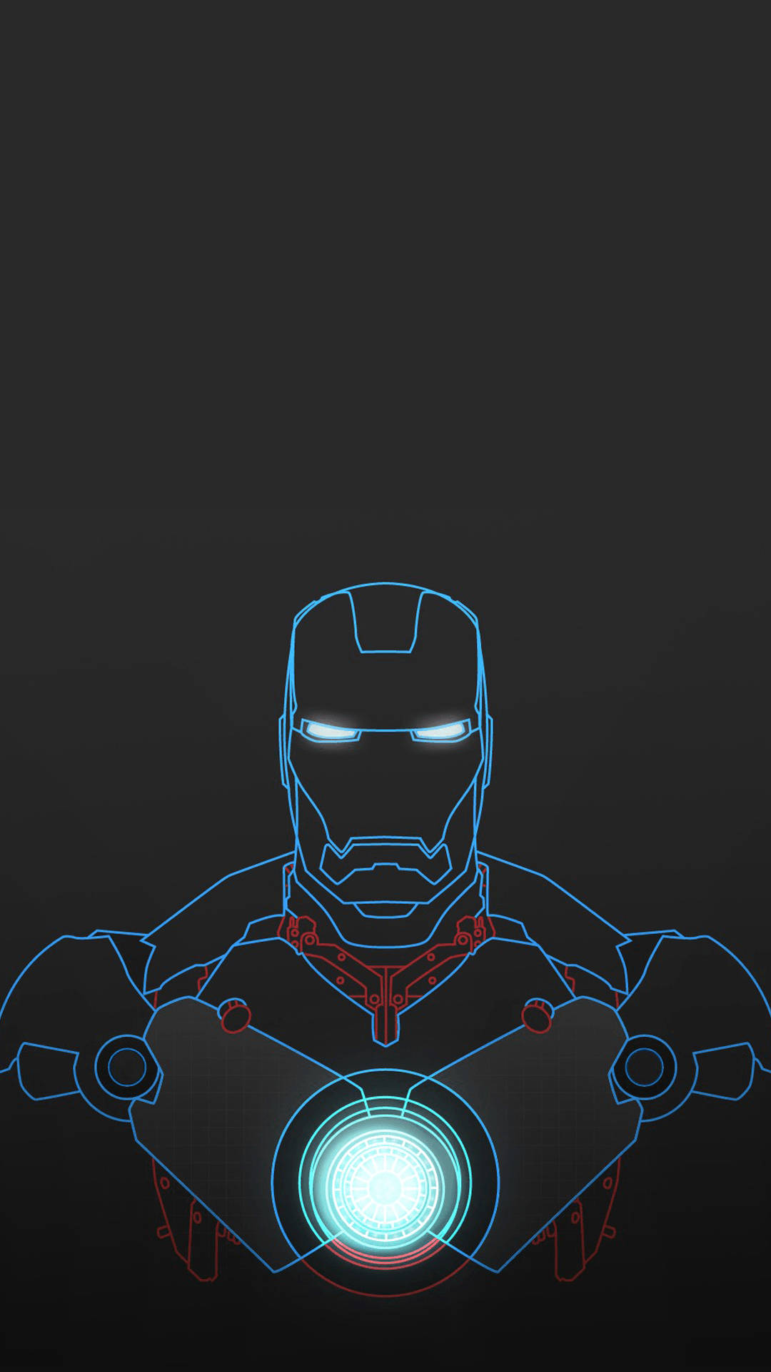 Iron Man, glowing outline, torso, Full HD Phone Wallpaper