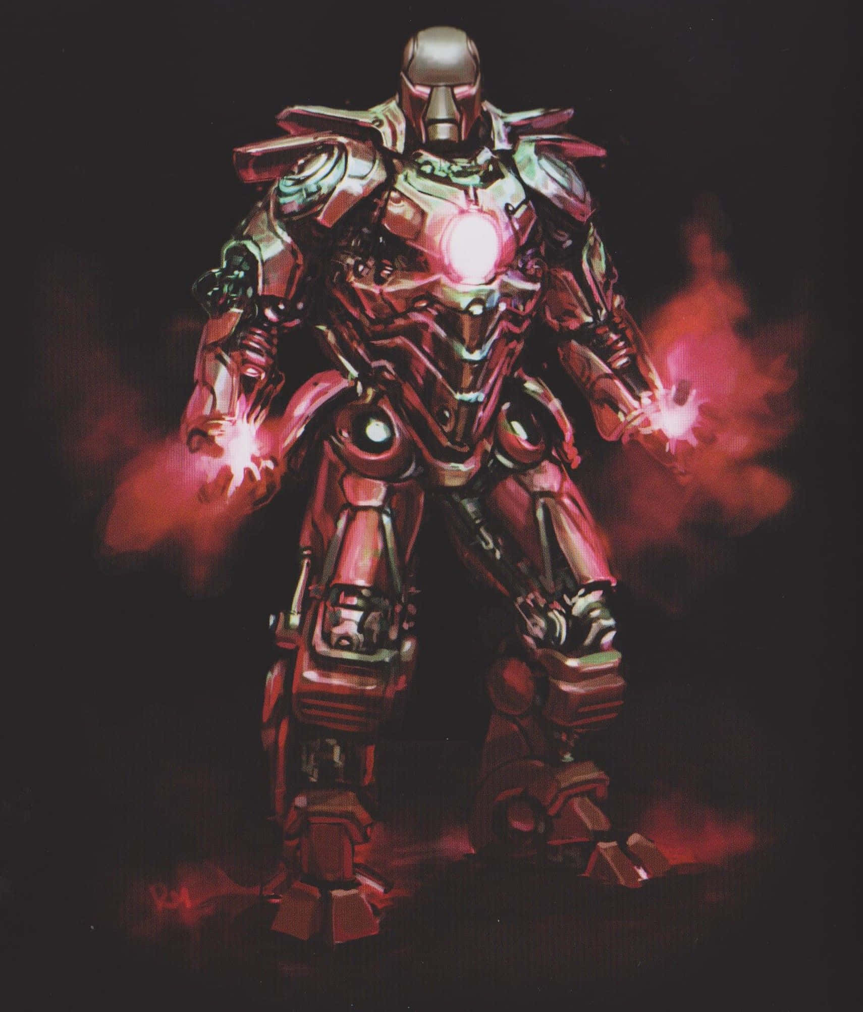 Iron Monger, red and gold armored suit, glowing hands, Full HD Phone Wallpaper