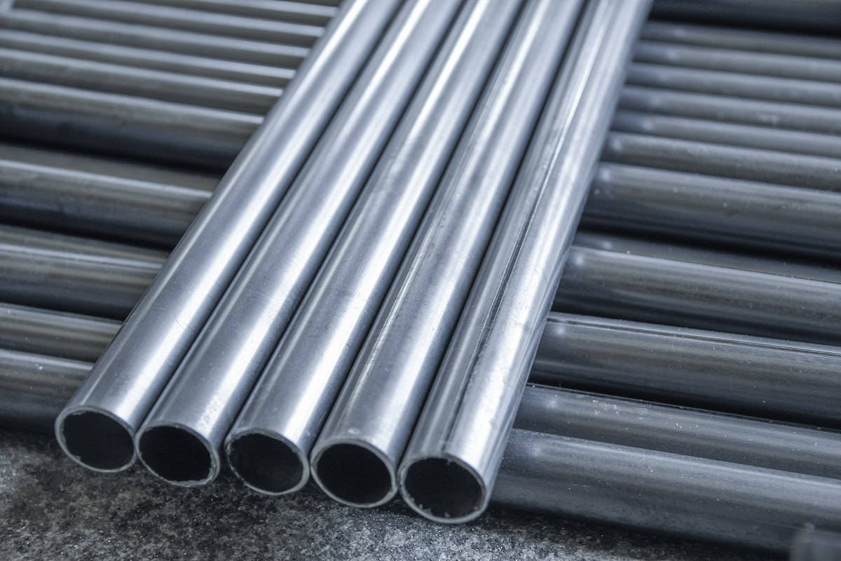 galvanized iron pipes, shiny metallic steel pipes, textured gray surface, SD Desktop Wallpaper