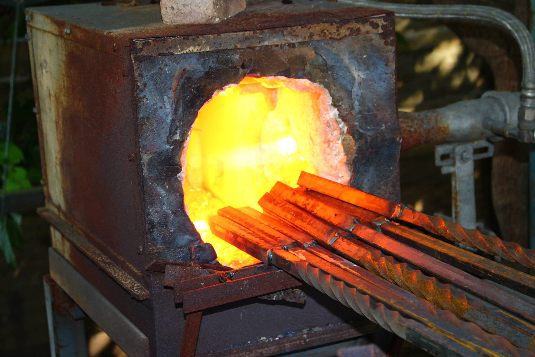 iron, metal production, hot glowing metal rods, Full HD Desktop Wallpaper