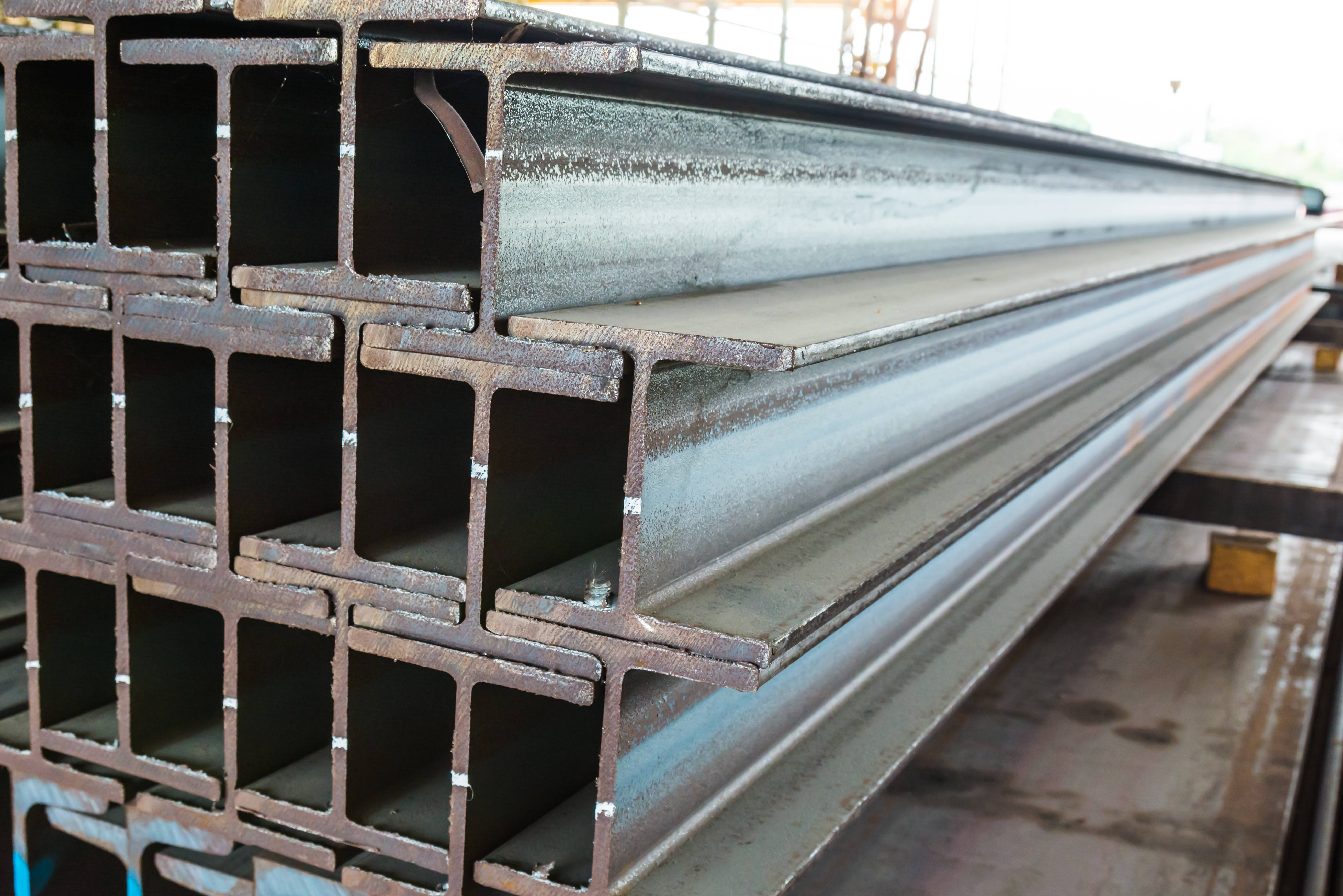 I-beams, industrial steel, factory, 5K Desktop Wallpaper