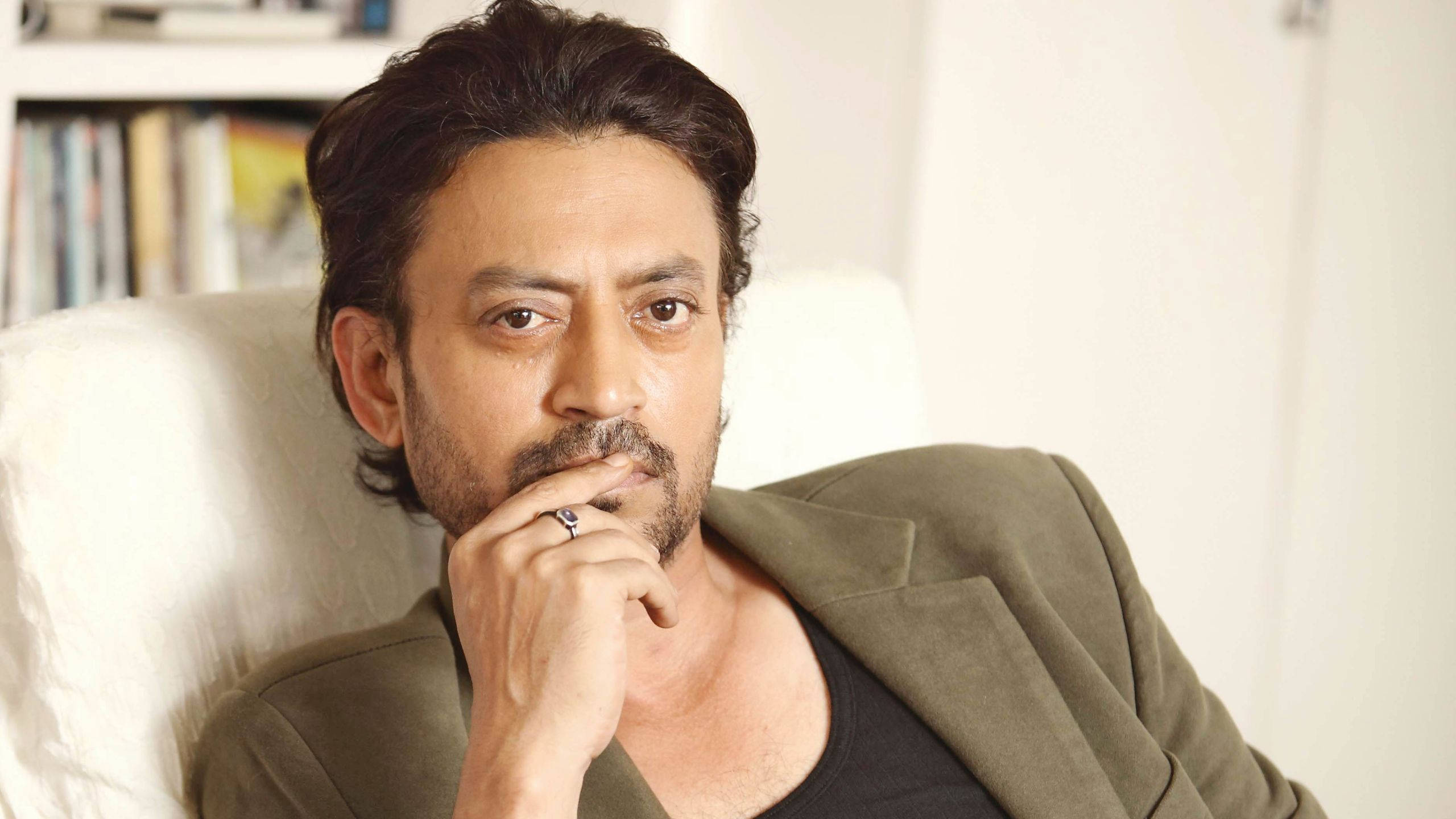 Irrfan Khan, dark hair, beard, 2K Desktop Wallpaper