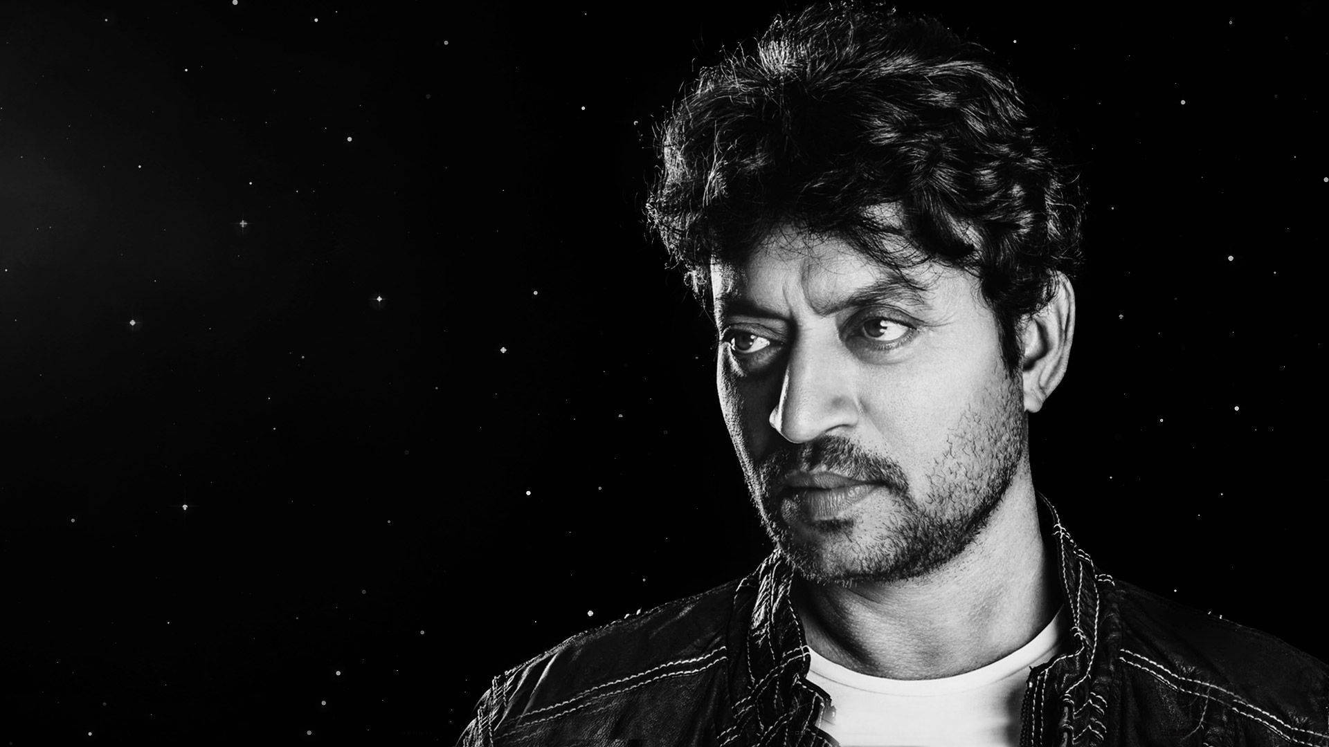 Irrfan Khan, black and white portrait, intense gaze, Full HD Desktop Wallpaper
