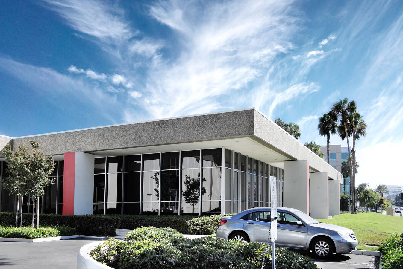 Irvine, modern concrete building, glass facade, HD Desktop Wallpaper