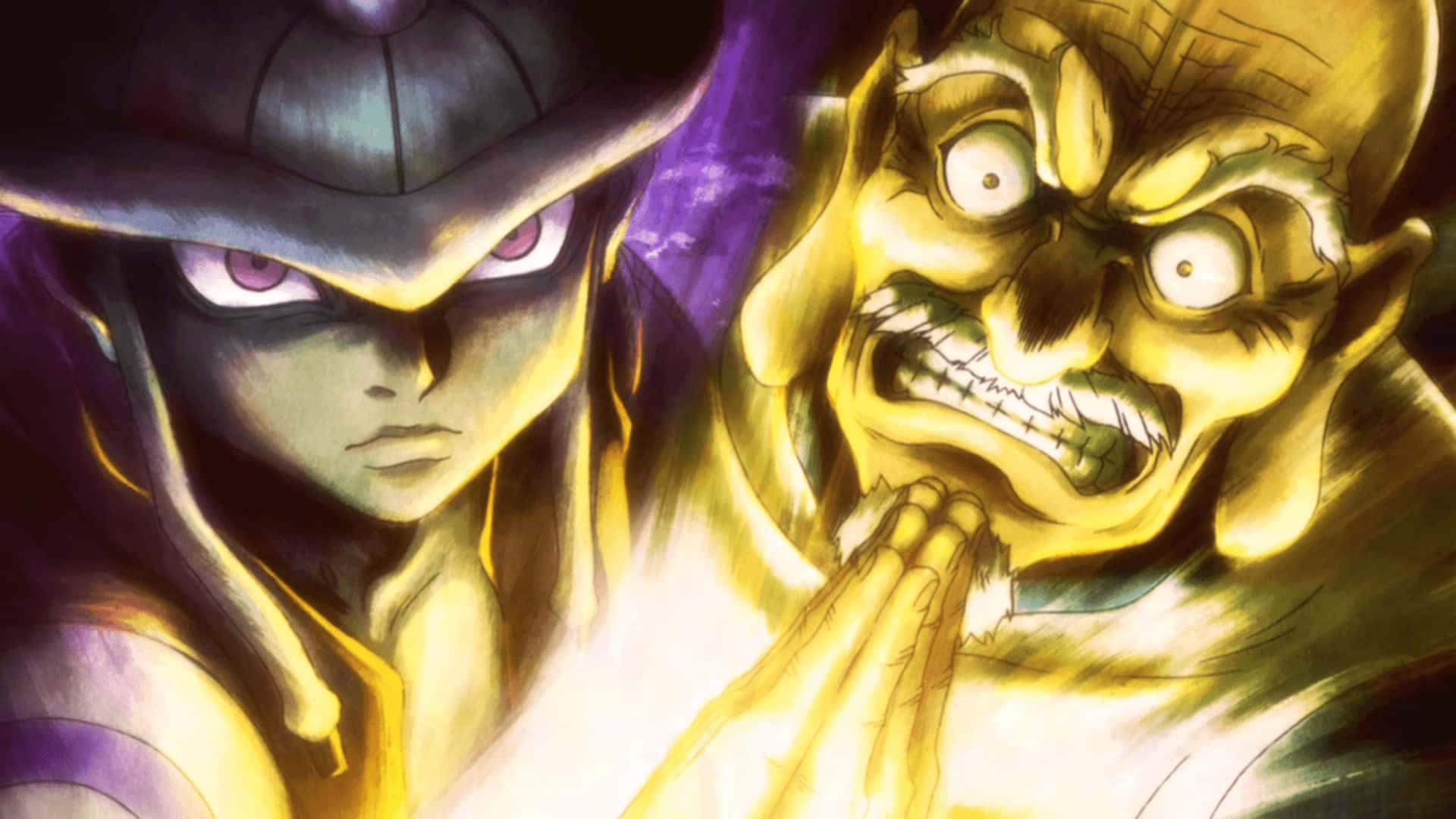 Isaac Netero, purple gaze, screaming golden face, Full HD Desktop Wallpaper