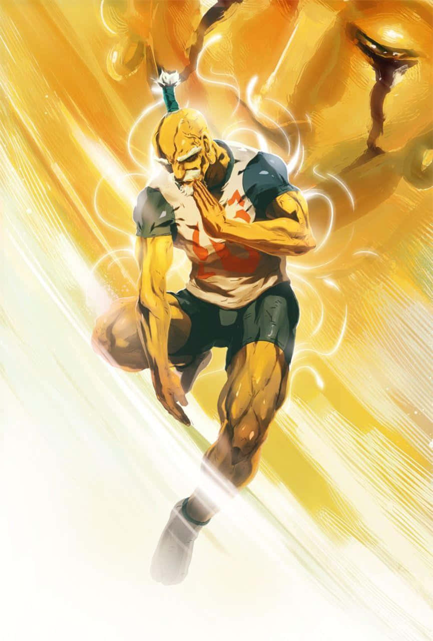 Isaac Netero, golden background, glowing energy trails, HD Phone Wallpaper