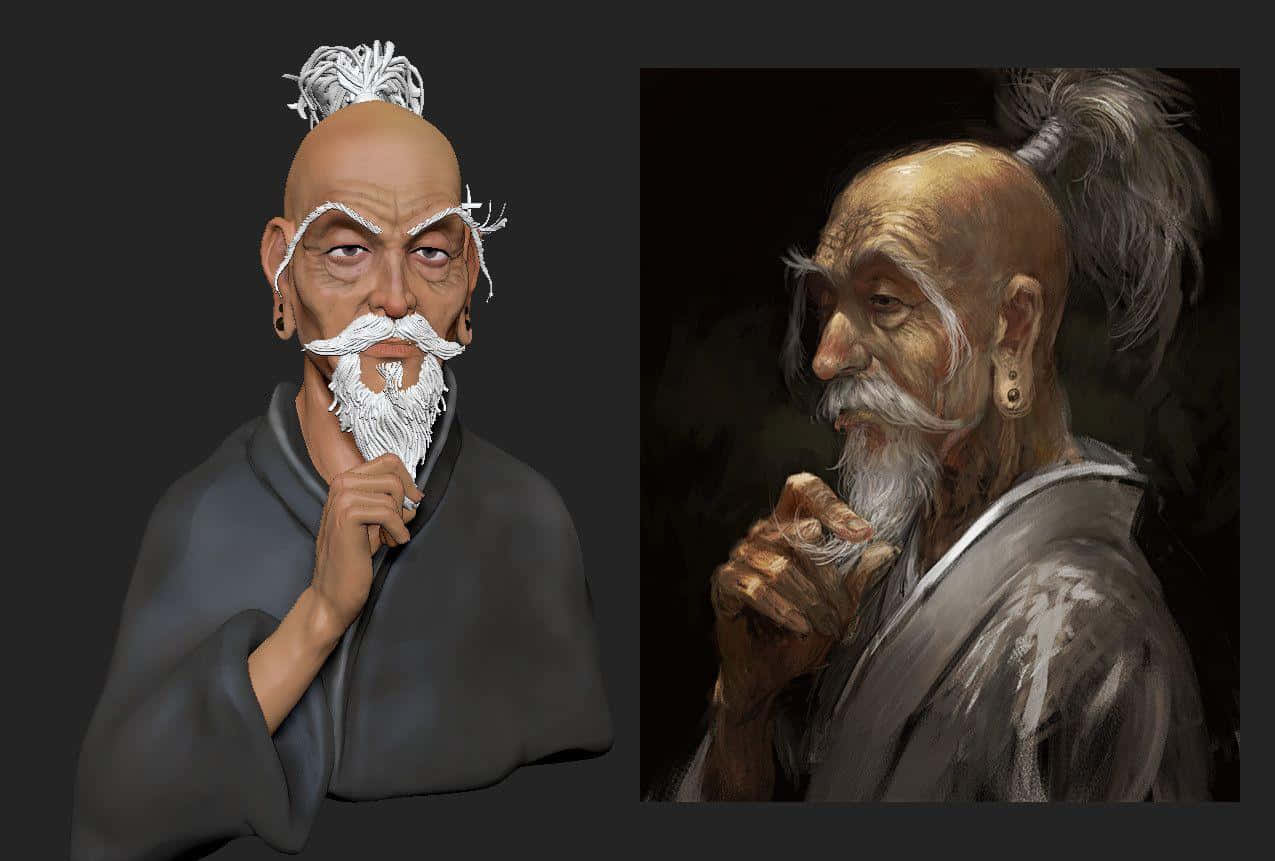 Isaac Netero, white beard, topknot, SD Desktop Wallpaper