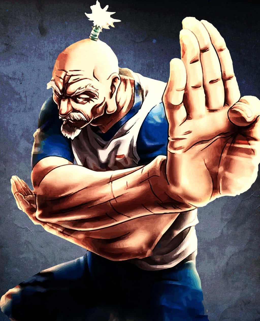 Isaac Netero, blue gi, glowing energy, SD Phone Wallpaper